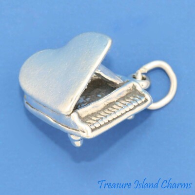 Grand Piano Music Instrument 3D 925 Solid Sterling Silver Charm MADE IN USA