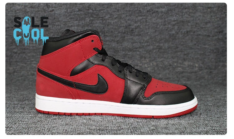 Nike Air Jordan 1 AJ1 Mid 'Reverse Banned' Gimnasio Rojo Negro Blanco 554724-610 Foto 3 de 4