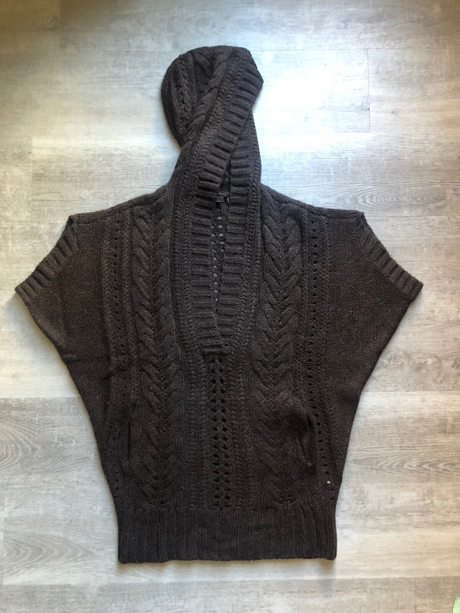 Vince Chunky Fisherman Knit Hoodie Sweater size S Alpaca Wool