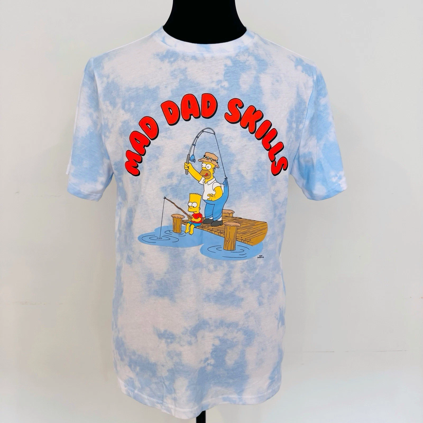 The Simpsons Mad Dad Skills Tie Dye T-Shirt Homer Bart BNWT Size M