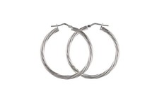 Hoop Earrings Creole Silver Twist Sterling Silver 15mm