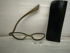 Vintage Folding Cat Eyeglasses Lorgnette Opera Mid Century (NO LENSES) + Case