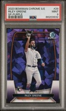 2022 Bowman Chrome Sapphire Purple SP Image Variation RILEY GREENE RC /25 PSA 9