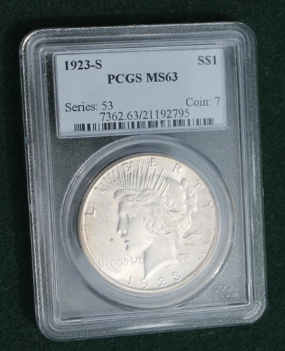 1923-S PCGS MS 63 PEACE SILVER DOLLAR CERTIFIED