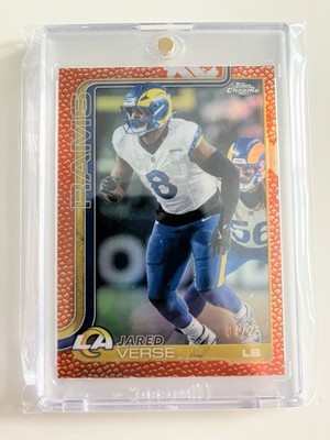 2025 Topps Chrome Jared Verse Orange Leather 04/25 Los Angeles Rams #173 