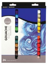 Image of Daler-Rowney Simply 12ml Gouache Paint Set, 24 Assorted Colours, Opaque Waterco