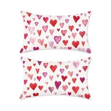 Valentine Pillow Covers 12x20 Inch Set of 2 Red Pink Purple Heart Pillow