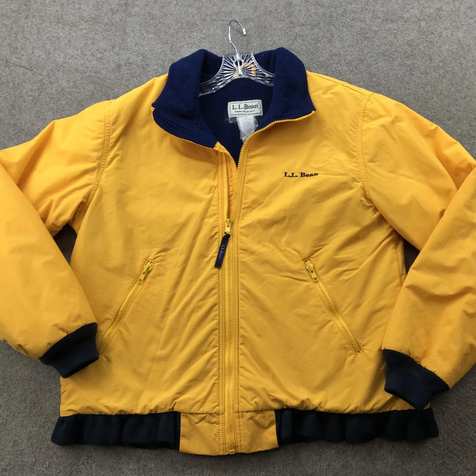 Chaqueta De Colección L.L.Bean Calentamiento Para Hombre Grande Amarillo Azul Forrada de Vellón Cremallera Años 90 Foto 2 de 4