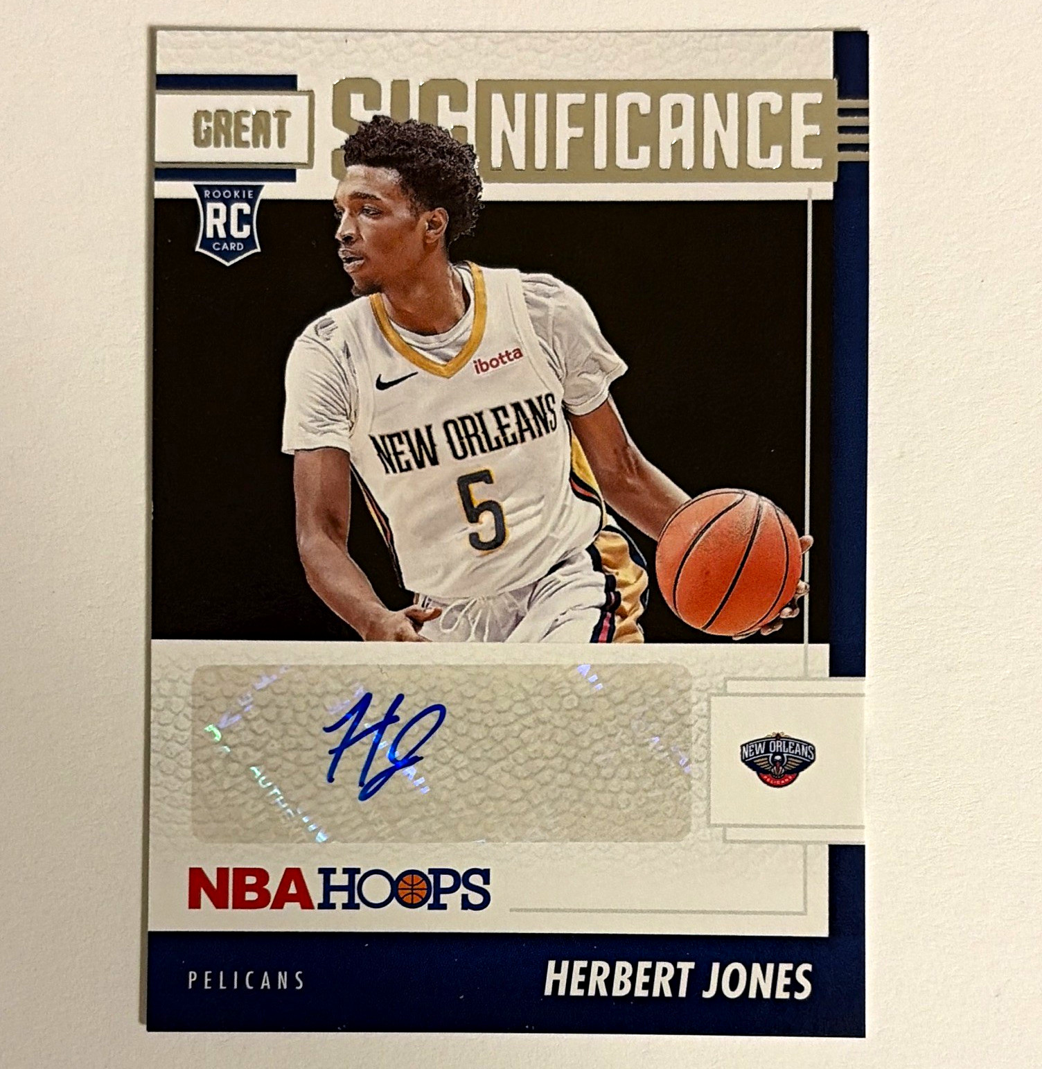 Panini 2021-22 NBA Hoops Herbert Jones Rookie Auto Great Significance #GS-HJ