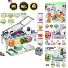 Versatile 10-Blade Stainless Steel Veggie Chopper with Safety Hand Guard Feature