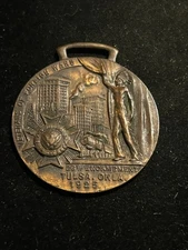 Vintage 1925 Tulsa Oklahoma Watch Fob VFW 26th Encampment Whitehead Hoag bronze