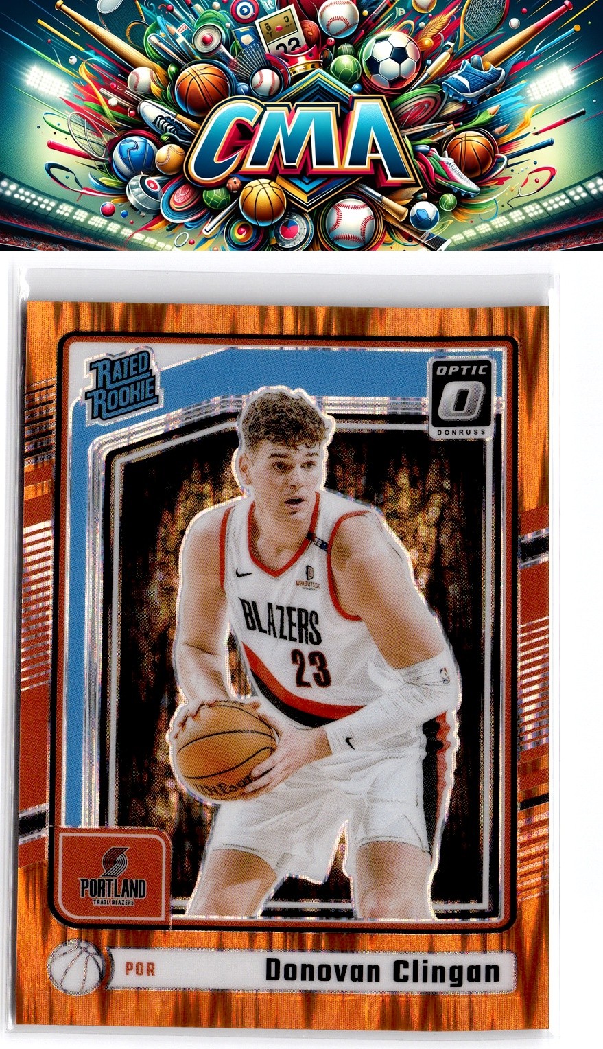 2024-25 Donruss Optic #272 Donovan Clingan Orange Shock #/225