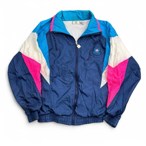 Giacca a vento vintage anni 80 Givenchy Active pista uomo piccola colorblock nylon