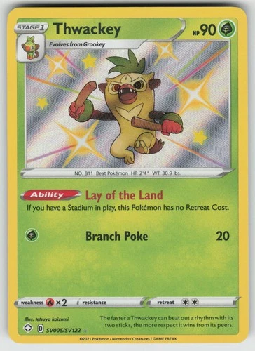 Thwackey SV005/SV122 Shiny Rare Shining Fates Shiny Vault Pokemon Holo Near Mint