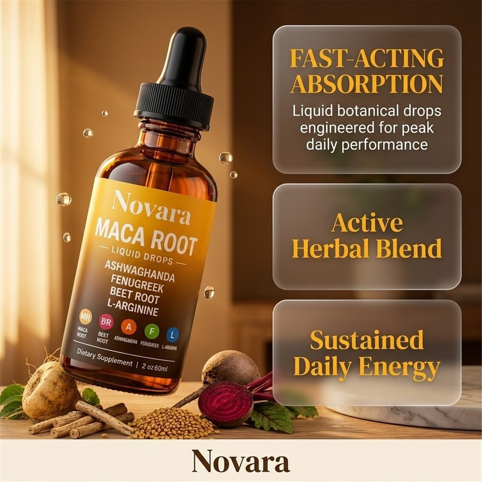 1/3X Novara Organics Maca Root Liquid Drops, Organic Natural Herbal ...