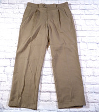 Stafford Performance Light Brown Classic Fit Polyester Wool Dress Pants 38x32