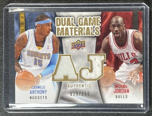 CARMELO ANTHONY MICHAEL JORDAN 2009-10 UPPER DECK DUAL GAME MATERIALS GU JERSEY