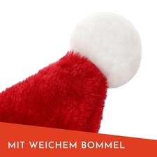 Weihnachtsmann-Mütze Für Kinder – Rote Plüschmütze Mit Santa-Design, Warm & Festlich