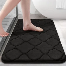 Black Memory Foam Bath Mat, 36x24, Soft, Absorbent, Non-Slip, Washable