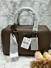 COACH Bowery Satchel 24 CY918 Handbag Sholder Bag Lether Pocket Brown Gold Used