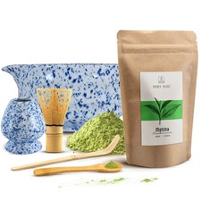 Matcha Set Green Tea Powder Mary Rose 100g Bamboo Chasen Whisk Blue Bowl 420ml