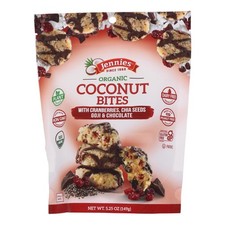 Bocados de coco orgánicos Jennies con arándanos semillas de chía Goji y chocolate 5