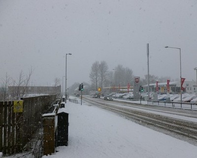 Foto 12x8 Schnee auf Hamilton Road, Motherwell nach etwa sechs Tagen Kälte c2018