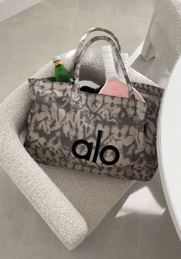 NWT ALO Yoga Gray Tie-Dye Canvas Cotton Large Tote Bag For