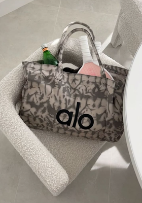 NWT ALO Yoga Gray Tie-Dye Canvas Cotton Large Tote Bag For Travel