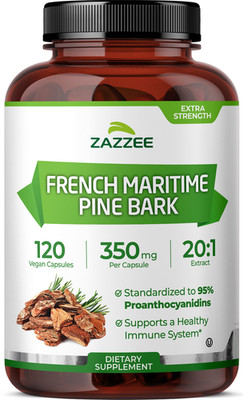 Zazzee Extra Strength French Maritime Pine Bark 20:1 Extract, 350 mg, Kosher