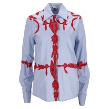 Givenchy light blue cotton lace applique long...