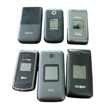 Lot of 6 Flip Phones Samsung LG Nokia TCL PARTS OR REPAIR ONLY