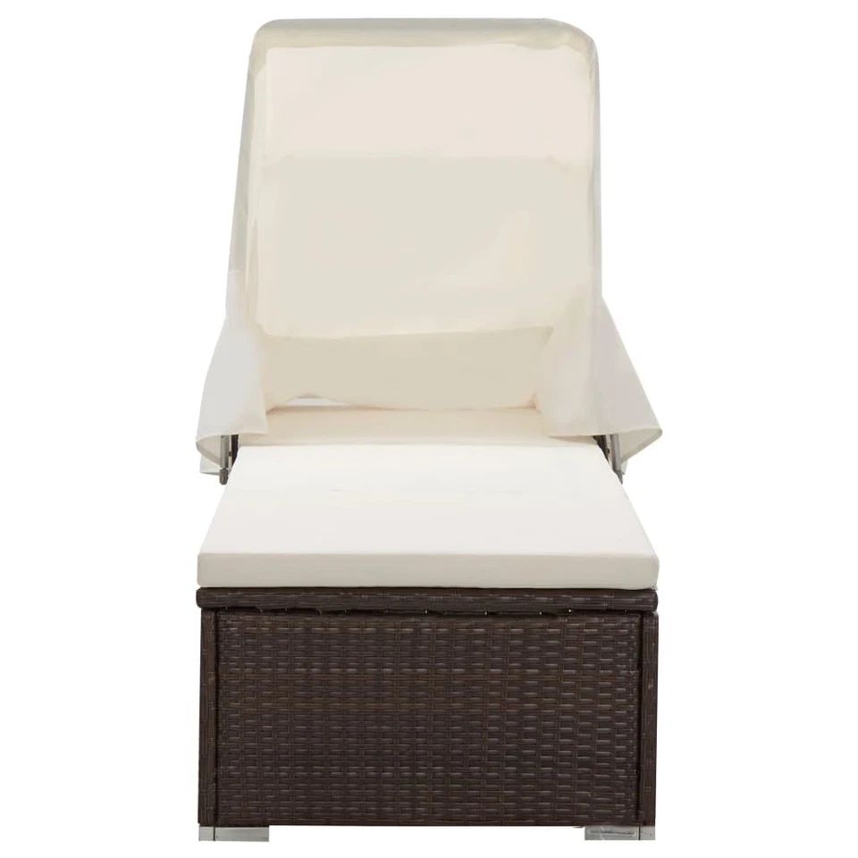 Tumbona Cojín Marrón Ratán y Blanco Crema Foto 2 de 4