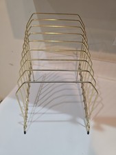 Retro Gold Tone Wire Record Storage Rack/Magazine Or Mail Holder