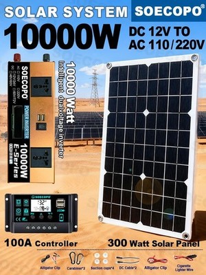 10000W Off Grid Solar Power Kit Wechselrichter 500W Panel 100A Controller 12V/24V