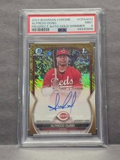 ALFREDO DUNO - 2023 Bowman Chrome - Gold Shimmer 1st Auto /50 #CPA-ADU PSA 9