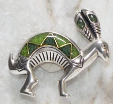 Carolyn Pollack Relios Sterling Silver 925 Inlaid Stone Jack Rabbit Brooch Pin