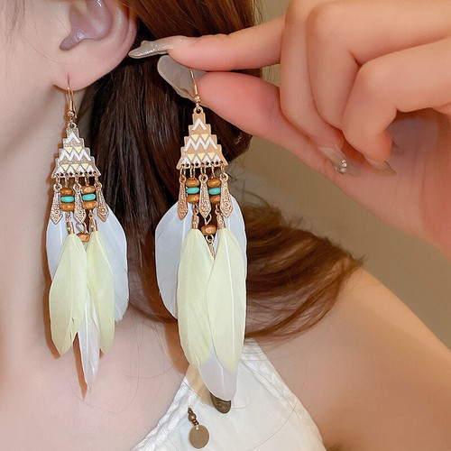 Feather ear hooks, tassel style earrings, exquisite gifts for women - Picture 34 of 43