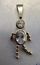 14k Yellow Gold Cubic Zirconia Birthstone Child Charm Pendant