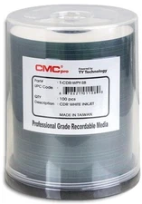 100-Pak CMC PRO (TY Technology) =WHITE INKJET (clear hub)= 52X 80-Minute CD-R's!