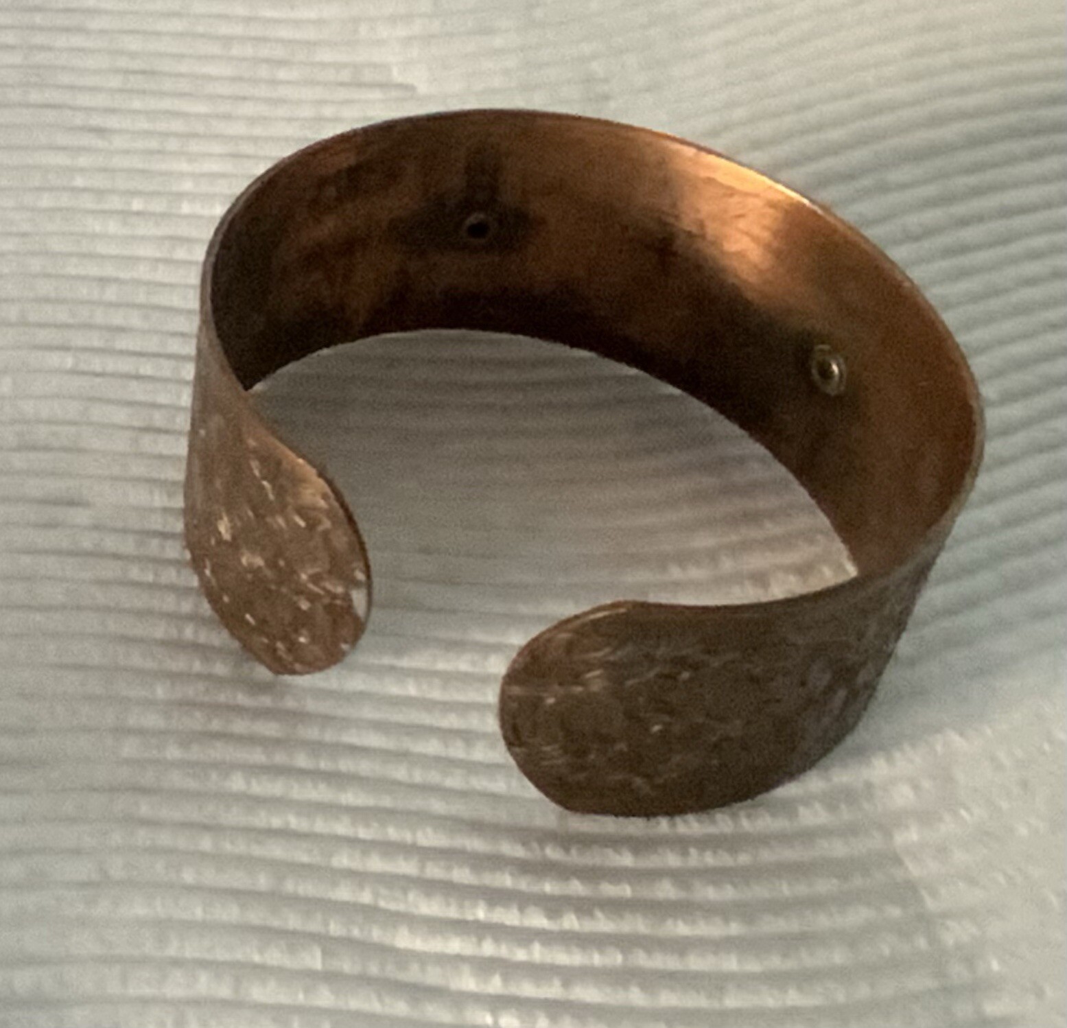 Signed, Solid Copper, Metal Cuff Bracelet, Tulip … - image 4