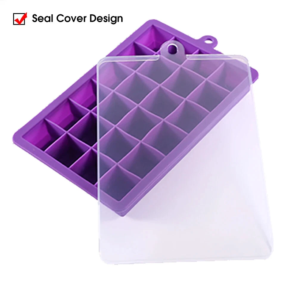 Ice Cube Tray Silicone 24 Grid Square Mold with or without Lid for Bar DIY 1pc - Image 4 of 4