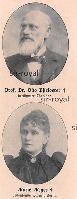 Otto Pfleiderer Theologian - Marie Meyer Actress - 1908 ~5x12cm