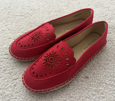 Talbots Izzy Scallop Eyelet Canvas Espadrilles Shoes Red Women Size 5 NEW $119