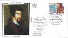 2009-Fdc.Enveloppe Soie 1°jour**/-Jean Calvin-Religieux-stamp-Yv.4356