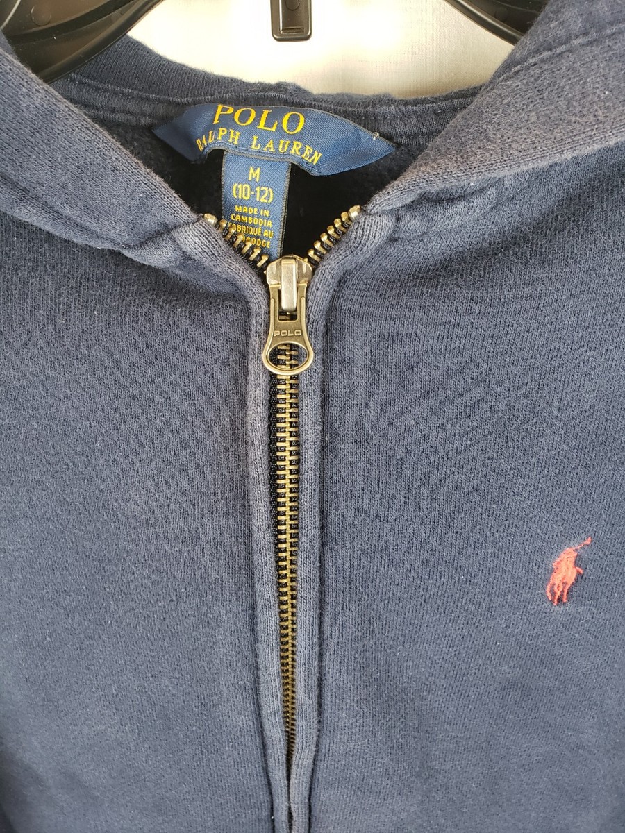 Polo Ralph Lauren ジャケット M (10-12) POLO RALPH LAUREN Boys Sz M 10-12 Blue Zippered Hooded Wind
