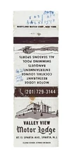 Valley View Motor Lodge Sparta New Jersey Matchbook Cover