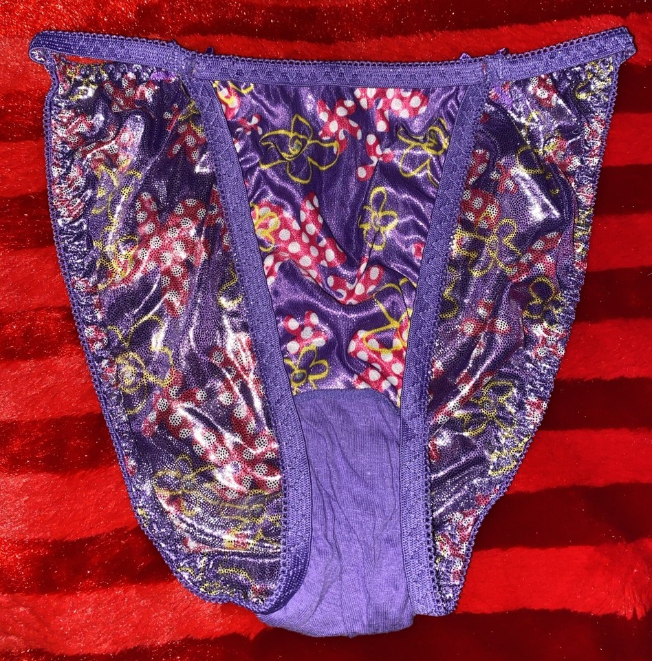 Rene Rofe Vintage Metallic 5 S FOIL SATIN String Bikini PANTIES Wet ...