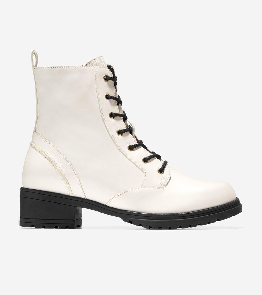 Cole Haan Women's Camea Waterproof Combat Boot Size 9M W24593 Ivory Leather 194736616816 eBay