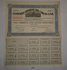 250 Pesetas Aktie Compa&ntilde;&iacute;a General del Corcho S.A.E. Barcelona 1929 (128829)